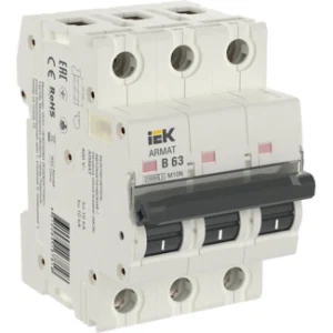 IEK ARMAT Автоматический выключатель M10N 3P B 63А - AR-M10N-3-B063 IEK ARMAT Автоматический выключатель M10N 3P B 63А - AR-M10N-3-B063