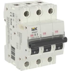 IEK ARMAT Автоматический выключатель M10N 3P D 3А - AR-M10N-3-D003 IEK ARMAT Автоматический выключатель M10N 3P D 3А - AR-M10N-3-D003