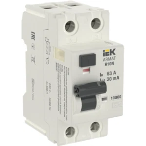 IEK ARMAT Выключатель дифференциального тока R10N 2P 63А 30мА тип A - AR-R10N-2-063A030 IEK ARMAT Выключатель дифференциального тока R10N 2P 63А 30мА тип A - AR-R10N-2-063A030