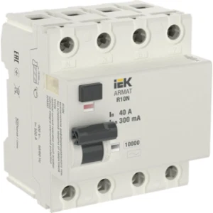 IEK ARMAT Выключатель дифференциального тока R10N 4P 40А 300мА тип AC - AR-R10N-4-040C300 IEK ARMAT Выключатель дифференциального тока R10N 4P 40А 300мА тип AC - AR-R10N-4-040C300