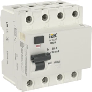 IEK ARMAT Выключатель дифференциального тока R10N 4P 80А 30мА тип A - AR-R10N-4-080A030 IEK ARMAT Выключатель дифференциального тока R10N 4P 80А 30мА тип A - AR-R10N-4-080A030