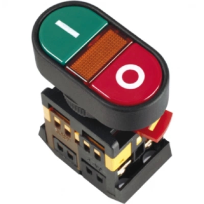 IEK Кнопка APВВ-22N "I-O" d=22мм неон/240В 1з+1р