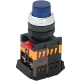 IEK Кнопка ABLFP-22 синий d=22мм неон/240В 1з+1р