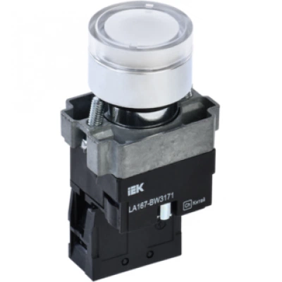 IEK Кнопка управления LA167-BW3171 d=22мм RC 1з с подсветкой белая