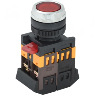IEK Кнопка ABLFS-22 красный d=22мм неон/240В 1з+1р IEK Кнопка ABLFS-22 красный d=22мм неон/240В 1з+1р
