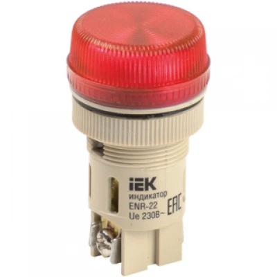 IEK Лампа ENR-22 сигнальная d=22мм красный неон/240В цилиндр