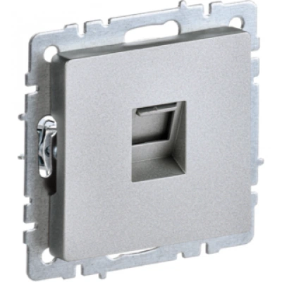 IEK BRITE Розетка компьютерная RJ45 кат.5E РК10-БрА алюминий