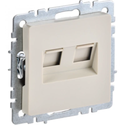 IEK BRITE Розетка компьютерная двойная RJ45 кат.5E РК10-2-БрКр бежевый IEK BRITE Розетка компьютерная двойная RJ45 кат.5E РК10-2-БрКр бежевый