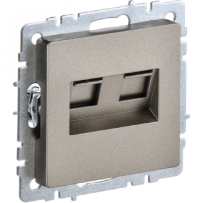 IEK BRITE Розетка компьютерная двойная RJ45 кат.5E РК10-2-БрШ шампань IEK BRITE Розетка компьютерная двойная RJ45 кат.5E РК10-2-БрШ шампань