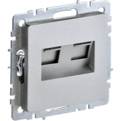 IEK BRITE Розетка компьютерная двойная RJ45 кат.5E РК10-2-БрА алюминий