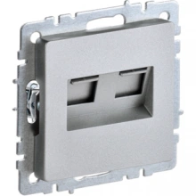 IEK BRITE Розетка двойная RJ11+RJ45 кат.5E РК/Т12-БрА алюминий