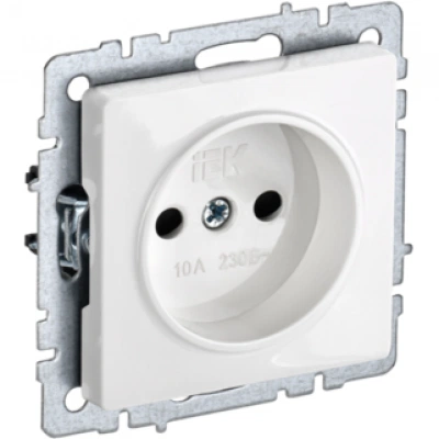 IEK BRITE Розетка 1-местная без заземления без защитных шторок 10А РС10-1-0-БрБ белый IEK BRITE Розетка 1-местная без заземления без защитных шторок 10А РС10-1-0-БрБ белый
