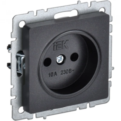 IEK BRITE Розетка 1-местная без заземления без защитных шторок 10А РС10-1-0-БрЧ черный IEK BRITE Розетка 1-местная без заземления без защитных шторок 10А РС10-1-0-БрЧ черный
