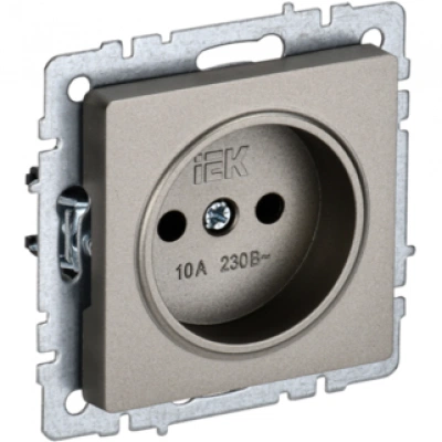 IEK BRITE Розетка 1-местная без заземления без защитных шторок 10А РС10-1-0-БрШ шампань IEK BRITE Розетка 1-местная без заземления без защитных шторок 10А РС10-1-0-БрШ шампань