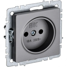 IEK BRITE Розетка 1-местная без заземления без защитных шторок 10А РС10-1-0-БрС сталь