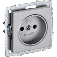 IEK BRITE Розетка 1-местная без заземления без защитных шторок 10А РС10-1-0-БрА алюминий