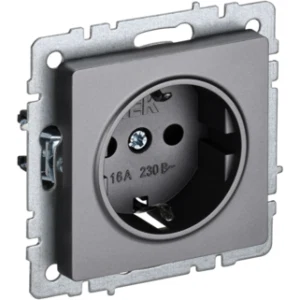 IEK BRITE Розетка 1-местная с заземлением без защитных шторок 16А РС11-1-0-БрС сталь - BR-R11-16-K46 IEK BRITE Розетка 1-местная с заземлением без защитных шторок 16А РС11-1-0-БрС сталь - BR-R11-16-K46