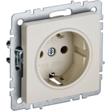 IEK BRITE Розетка 1-местная с заземлением с защитными шторками 16А РС14-1-0-БрКр бежевый