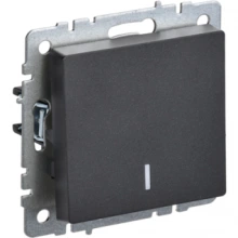 IEK BRITE Выключатель 1-клавишный с индикацией 10А ВС10-1-1-БрЧ черный