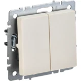 IEK BRITE Выключатель 2-клавишный 10А ВС10-2-0-БрКр бежевый