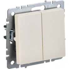 IEK BRITE Выключатель 2-клавишный 10А ВС10-2-0-БрКр бежевый