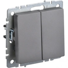 IEK BRITE Выключатель 2-клавишный 10А ВС10-2-0-БрС сталь