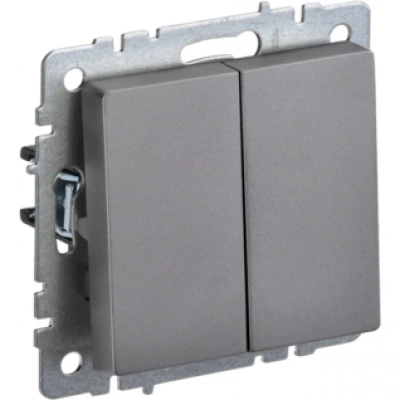 IEK BRITE Выключатель 2-клавишный 10А ВС10-2-0-БрС сталь IEK BRITE Выключатель 2-клавишный 10А ВС10-2-0-БрС сталь