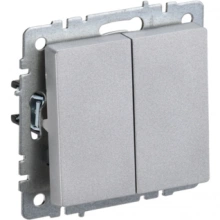 IEK BRITE Выключатель 2-клавишный 10А ВС10-2-0-БрА алюминий