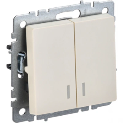 IEK BRITE Выключатель 2-клавишный с индикацией 10А ВС10-2-1-БрКр бежевый IEK BRITE Выключатель 2-клавишный с индикацией 10А ВС10-2-1-БрКр бежевый