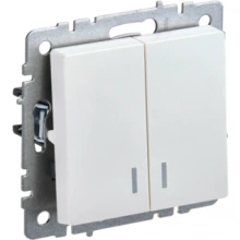 IEK BRITE Выключатель 2-клавишный с индикацией 10А ВС10-2-1-БрЖ жемчуг