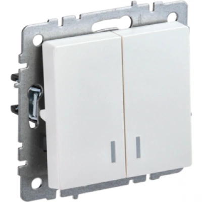 IEK BRITE Выключатель 2-клавишный с индикацией 10А ВС10-2-1-БрЖ жемчуг