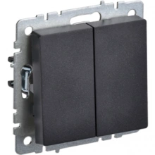 IEK BRITE Выключатель 2-клавишный проходной 10А ВС10-2-6-БрЧ черный