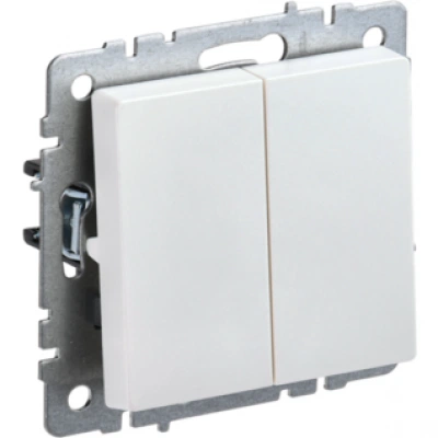 IEK BRITE Выключатель 2-клавишный проходной 10А ВС10-2-6-БрЖ жемчуг