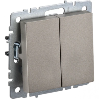 IEK BRITE Выключатель 2-клавишный проходной 10А ВС10-2-6-БрШ шампань IEK BRITE Выключатель 2-клавишный проходной 10А ВС10-2-6-БрШ шампань