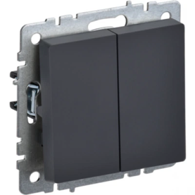 IEK BRITE Выключатель 2-клавишный проходной 10А ВС10-2-6-БрГ графит