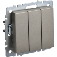 IEK BRITE Выключатель 3-клавишный 10А ВС10-3-0-БрШ шампань