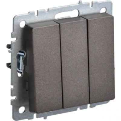 IEK BRITE Выключатель 3-клавишный 10А ВС10-3-0-БрТБ темная бронза IEK BRITE Выключатель 3-клавишный 10А ВС10-3-0-БрТБ темная бронза