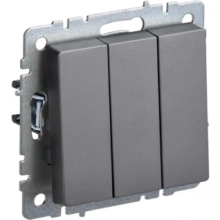 IEK BRITE Выключатель 3-клавишный 10А ВС10-3-0-БрС сталь