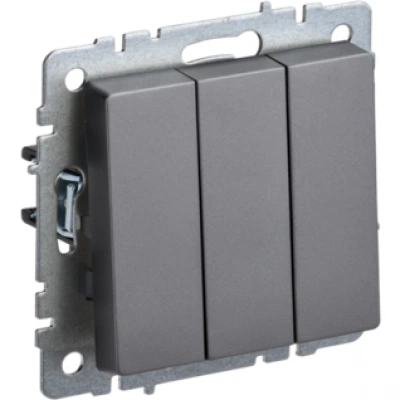 IEK BRITE Выключатель 3-клавишный 10А ВС10-3-0-БрС сталь IEK BRITE Выключатель 3-клавишный 10А ВС10-3-0-БрС сталь