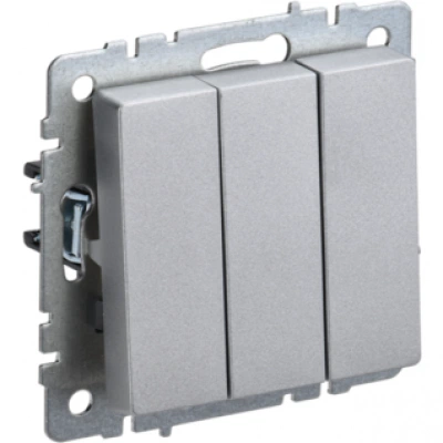 IEK BRITE Выключатель 3-клавишный 10А ВС10-3-0-БрА алюминий IEK BRITE Выключатель 3-клавишный 10А ВС10-3-0-БрА алюминий