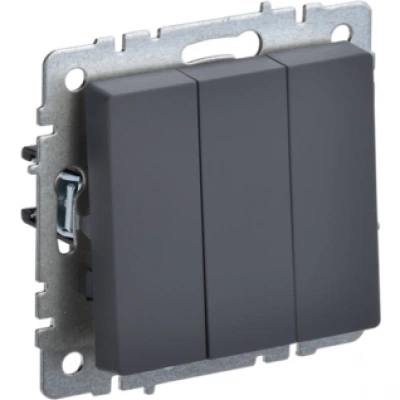 IEK BRITE Выключатель 3-клавишный 10А ВС10-3-0-БрГ графит IEK BRITE Выключатель 3-клавишный 10А ВС10-3-0-БрГ графит