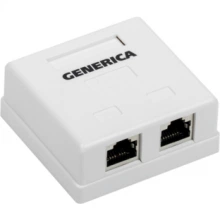 IEK Розетка информационная настенная RJ45 кат.5E FTP 2 порта GENERICA