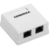 IEK Розетка информационная настенная RJ45 кат.5E UTP 2 порта GENERICA
