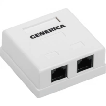 IEK Розетка информационная настенная RJ45 кат.5E UTP 2 порта GENERICA