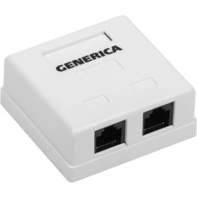 IEK Розетка информационная настенная RJ45 кат.5E UTP 2 порта GENERICA IEK Розетка информационная настенная RJ45 кат.5E UTP 2 порта GENERICA