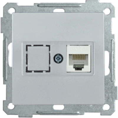IEK Розетка компьютерная РК11-1-Б RJ45 Cat6 BOLERO серебряный
