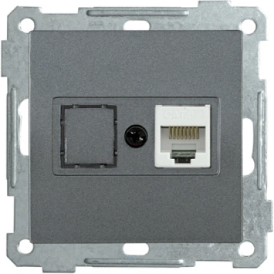 IEK Розетка компьютерная РК11-1-Б RJ45 Cat6 BOLERO антрацит