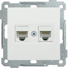 IEK Розетка 2-местная компьютерная РК10-2-Б RJ45 Cat5e BOLERO белый