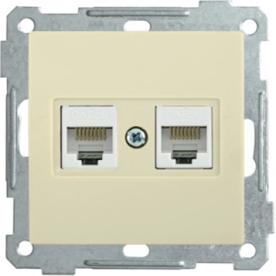 IEK Розетка 2-местная компьютерная РК10-2-Б RJ45 Cat5e BOLERO кремовый