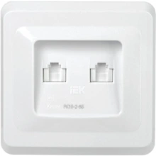 IEK Розетка 2-местная компьютерная РК10-2-ВБ RJ45 Cat5e ВЕГА белый
